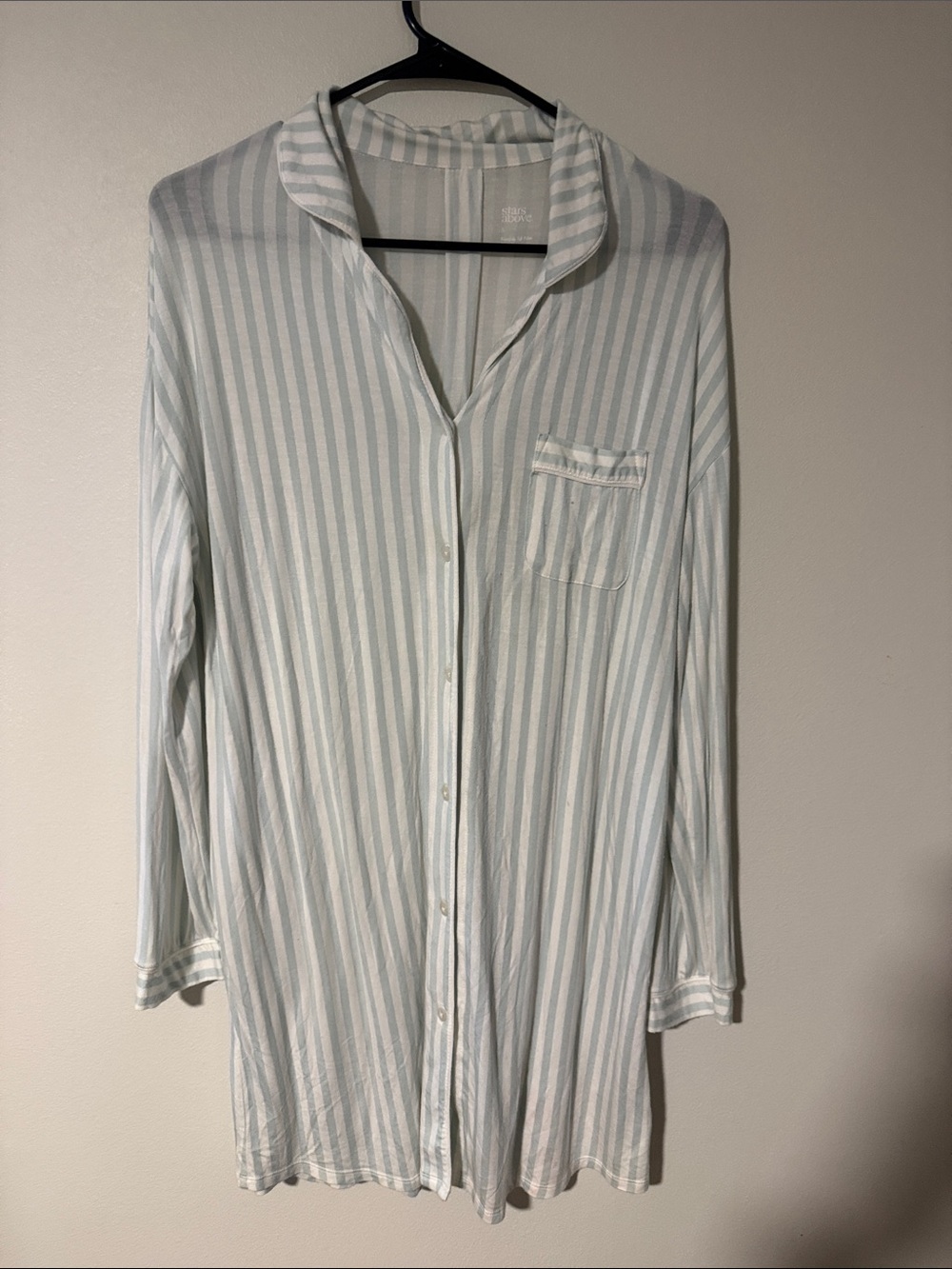 stars above Mint and White Striped Button-Front Top